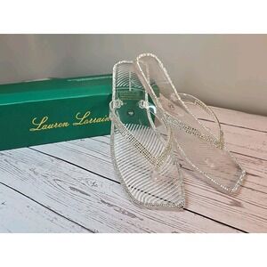 Lauren Lorraine Tampa Clear Sandals Size 8 Bling Flip Flops Sparkle Fabulous